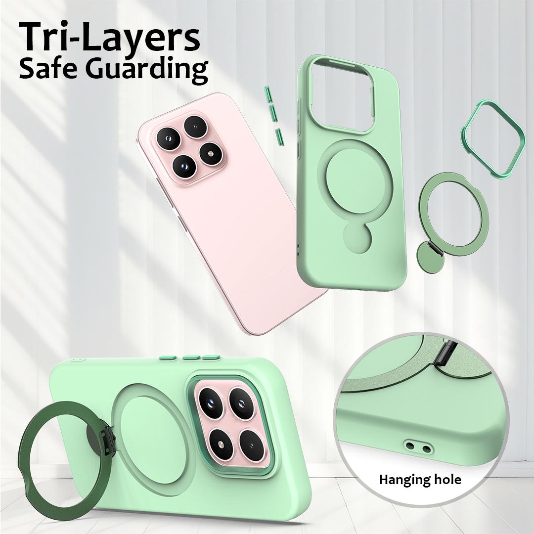 For Xiaomi 17 5G Gen1.5 Pivot Ring Holder TPU Hybrid PC Phone Case - Green - EDA008974003D