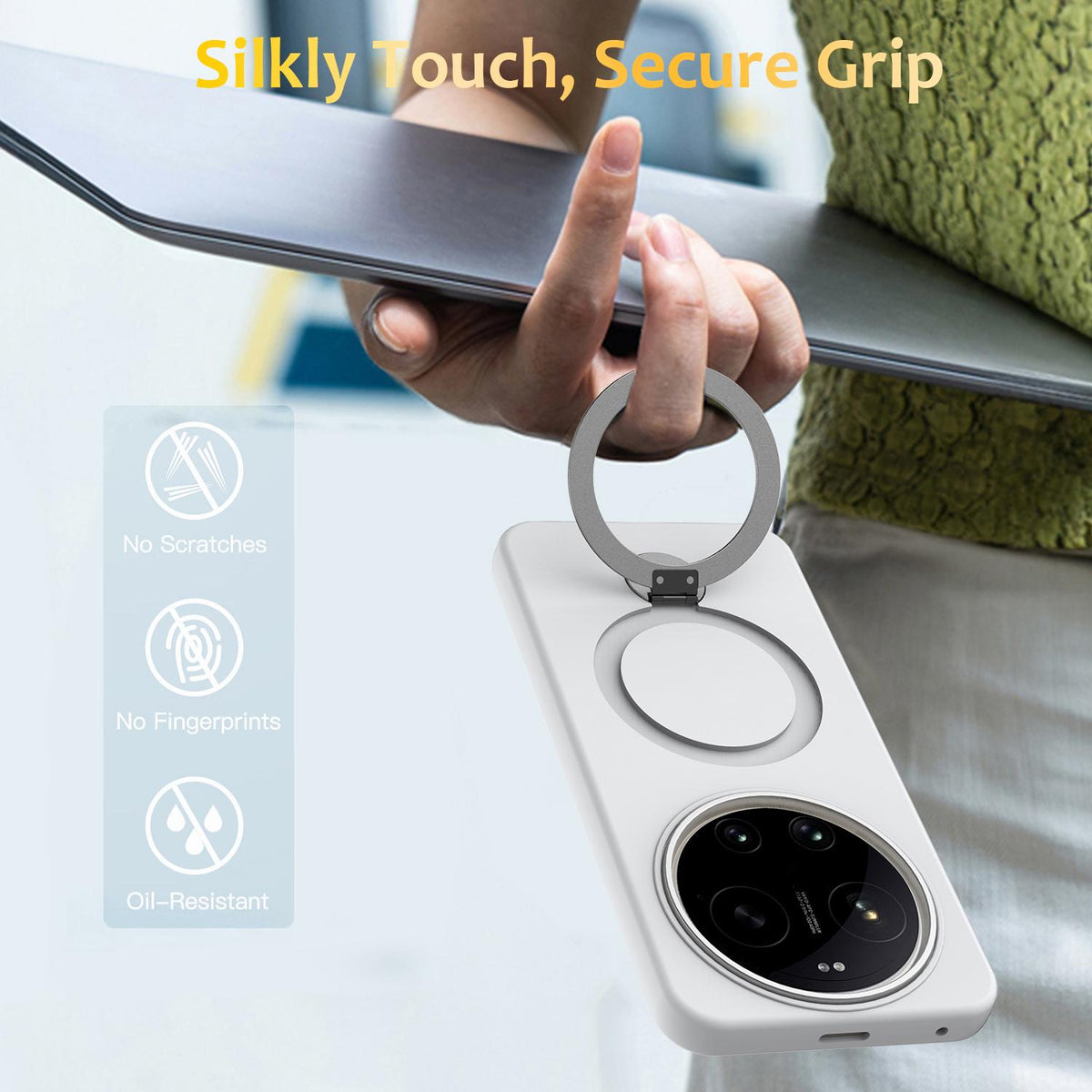 For Xiaomi 17 Ultra Gen1.5 Pivot Ring Holder TPU Hybrid PC Phone Case - White - EDA008974004A