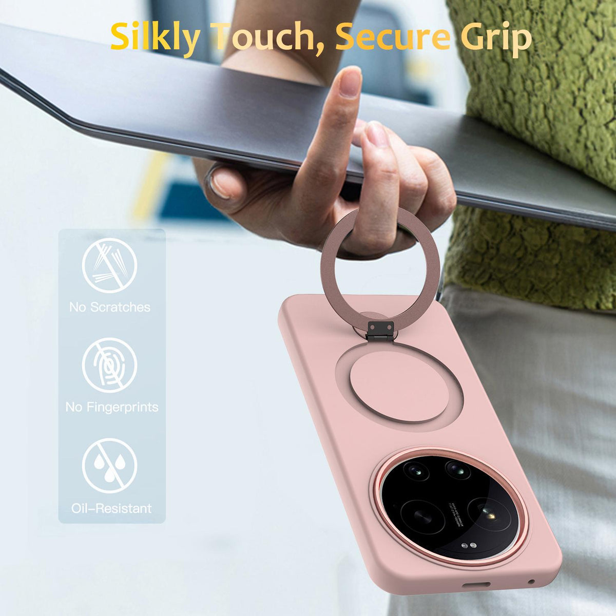 For Xiaomi 17 Ultra Gen1.5 Pivot Ring Holder TPU Hybrid PC Phone Case - Pink - EDA008974004B