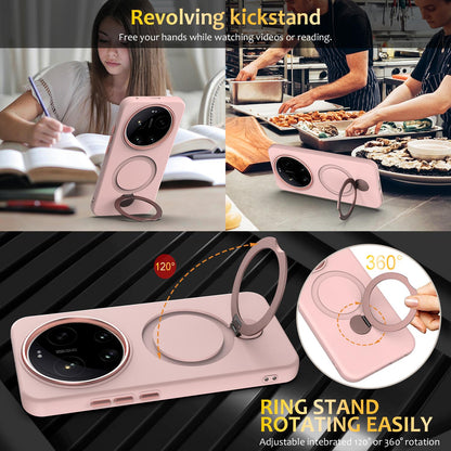For Xiaomi 17 Ultra Gen1.5 Pivot Ring Holder TPU Hybrid PC Phone Case - Pink - EDA008974004B