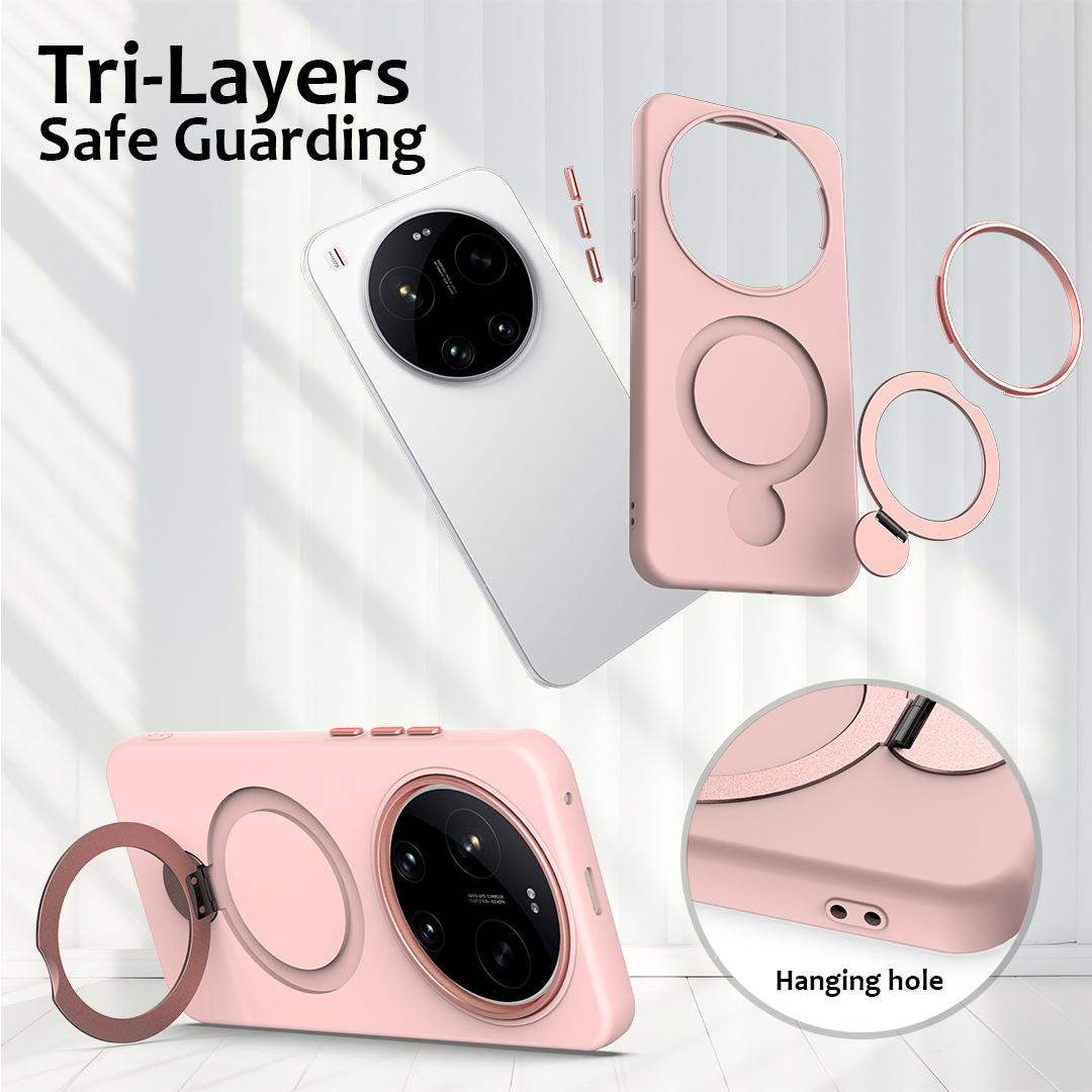 For Xiaomi 17 Ultra Gen1.5 Pivot Ring Holder TPU Hybrid PC Phone Case - Pink - EDA008974004B