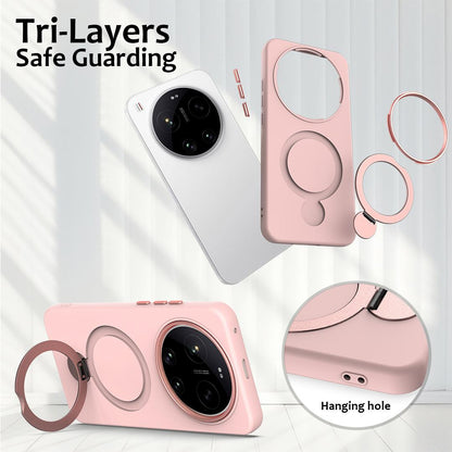 For Xiaomi 17 Ultra Gen1.5 Pivot Ring Holder TPU Hybrid PC Phone Case - Pink - EDA008974004B