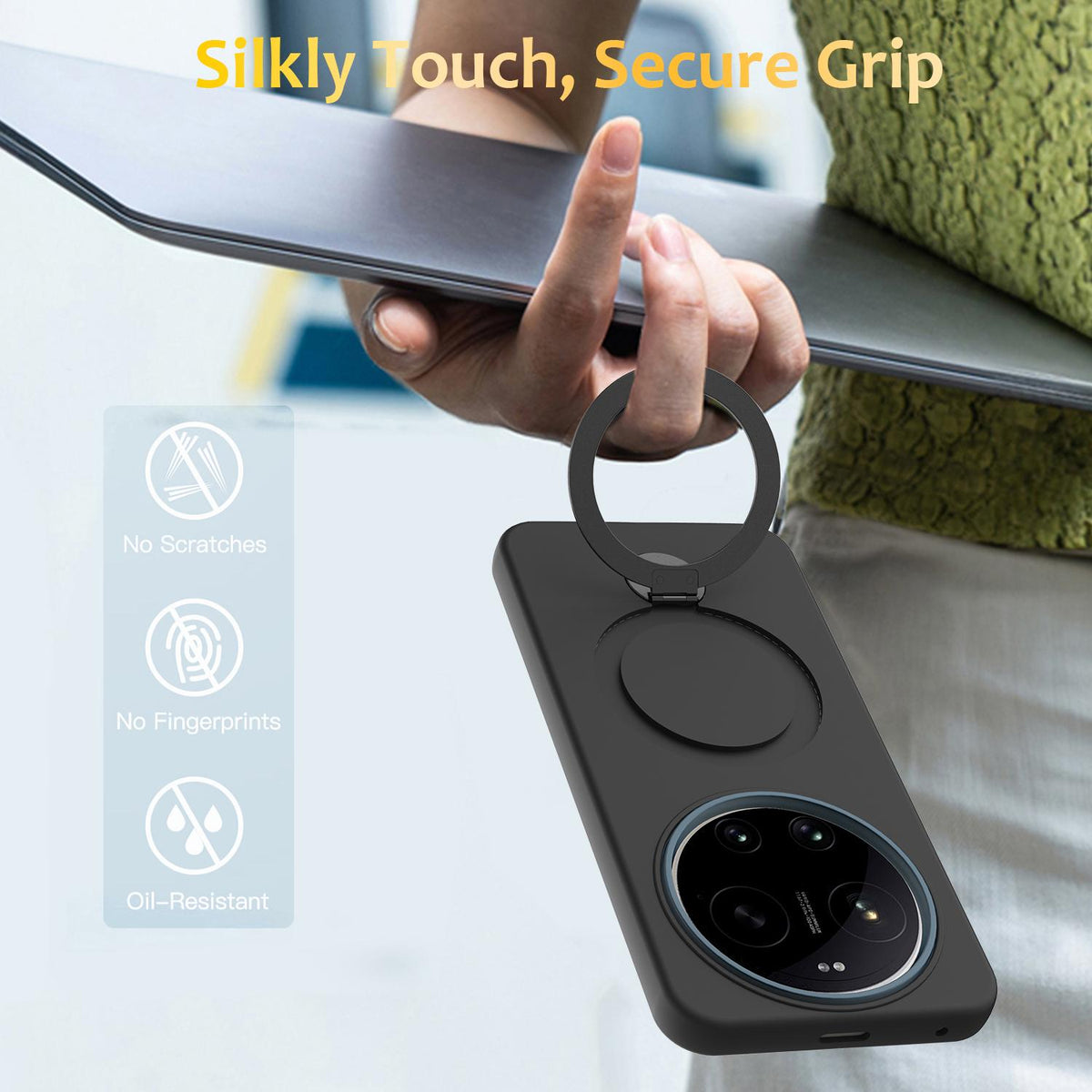 For Xiaomi 17 Ultra Gen1.5 Pivot Ring Holder TPU Hybrid PC Phone Case - Black - EDA008974004C