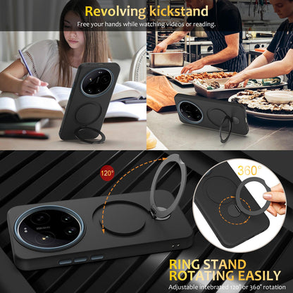 For Xiaomi 17 Ultra Gen1.5 Pivot Ring Holder TPU Hybrid PC Phone Case - Black - EDA008974004C