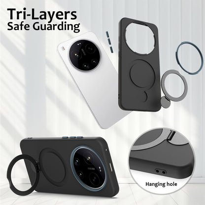 For Xiaomi 17 Ultra Gen1.5 Pivot Ring Holder TPU Hybrid PC Phone Case - Black - EDA008974004C