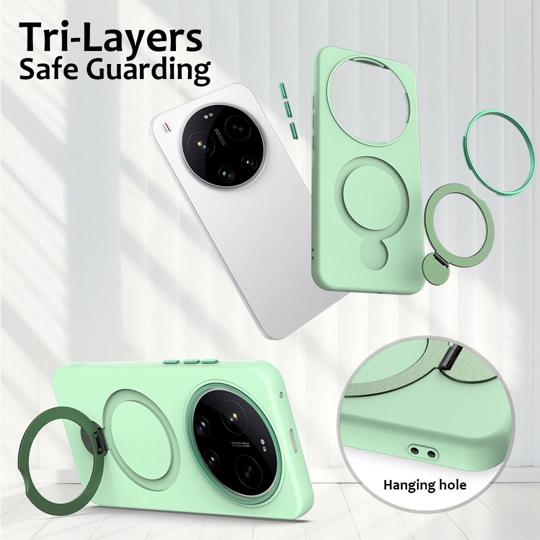 For Xiaomi 17 Ultra Gen1.5 Pivot Ring Holder TPU Hybrid PC Phone Case - Green - EDA008974004D