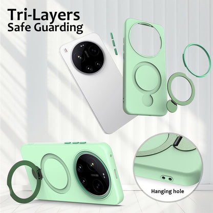 For Xiaomi 17 Ultra Gen1.5 Pivot Ring Holder TPU Hybrid PC Phone Case - Green - EDA008974004D