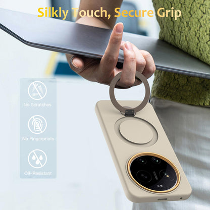 For Xiaomi 17 Ultra Gen1.5 Pivot Ring Holder TPU Hybrid PC Phone Case - Apricot - EDA008974004E