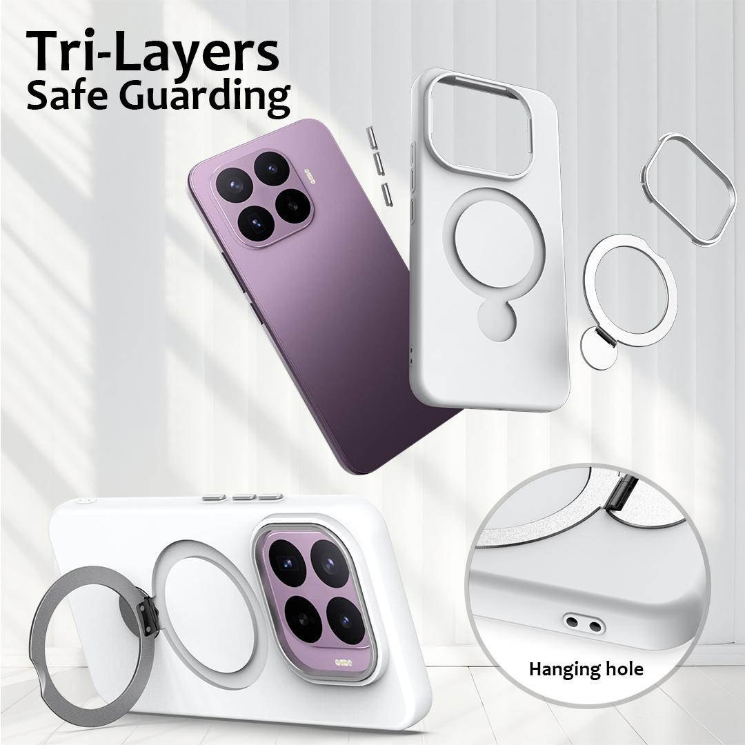 For Xiaomi 17T 5G Gen1.5 Pivot Ring Holder TPU Hybrid PC Phone Case - White - EDA008974005A