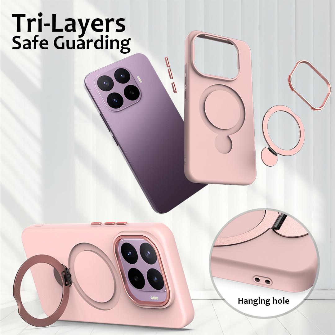 For Xiaomi 17T 5G Gen1.5 Pivot Ring Holder TPU Hybrid PC Phone Case - Pink - EDA008974005B
