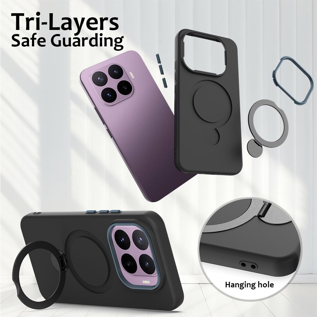 For Xiaomi 17T 5G Gen1.5 Pivot Ring Holder TPU Hybrid PC Phone Case - Black - EDA008974005C