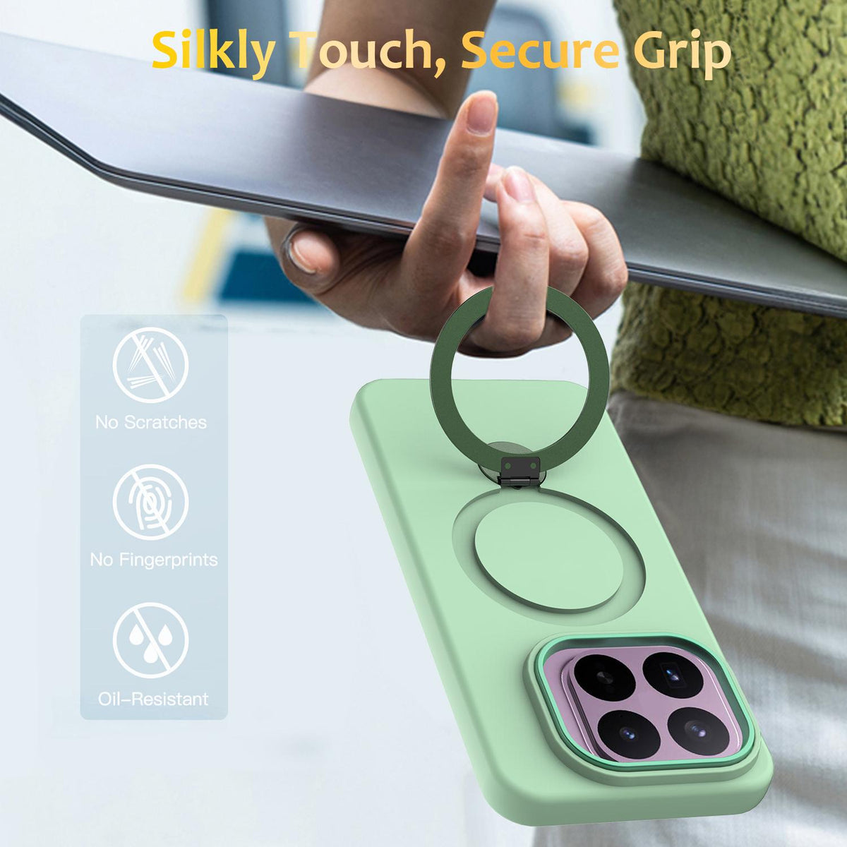 For Xiaomi 17T 5G Gen1.5 Pivot Ring Holder TPU Hybrid PC Phone Case - Green - EDA008974005D