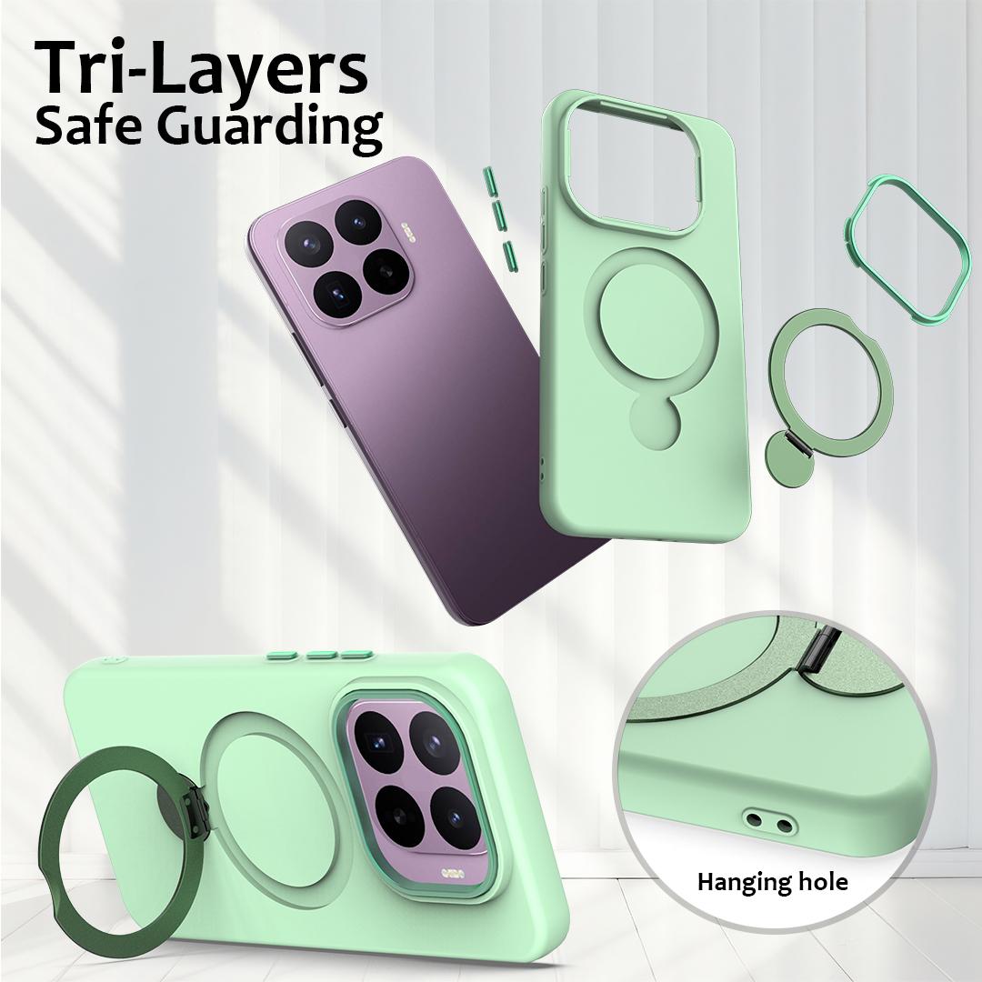For Xiaomi 17T 5G Gen1.5 Pivot Ring Holder TPU Hybrid PC Phone Case - Green - EDA008974005D