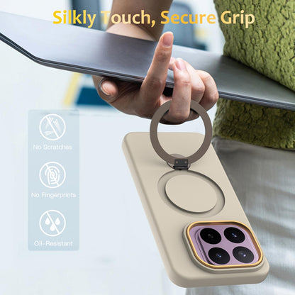 For Xiaomi 17T 5G Gen1.5 Pivot Ring Holder TPU Hybrid PC Phone Case - Apricot - EDA008974005E