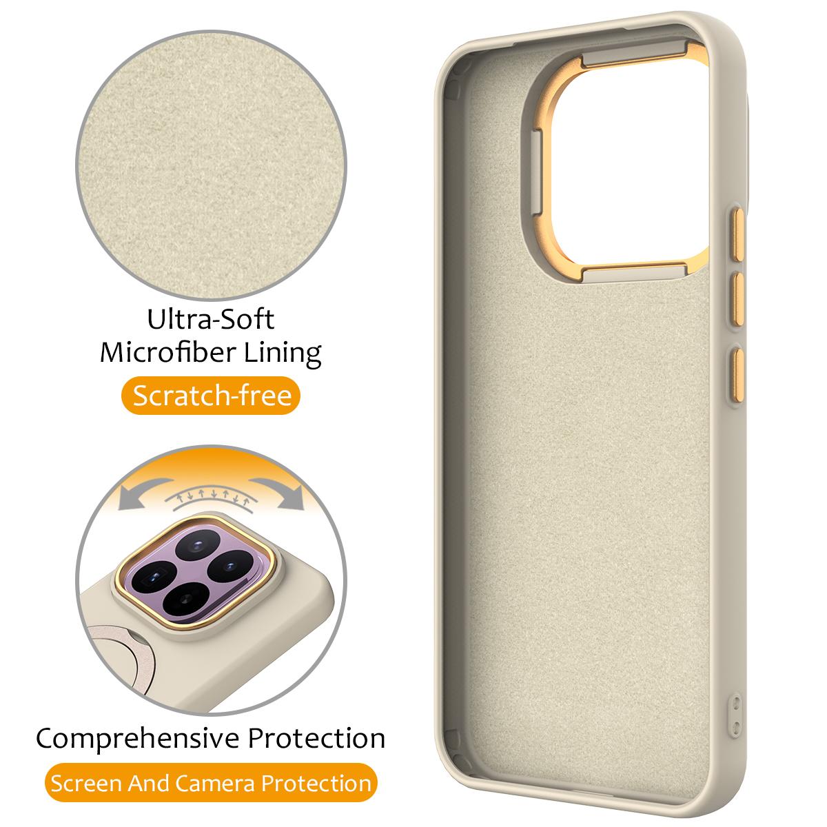 For Xiaomi 17T 5G Gen1.5 Pivot Ring Holder TPU Hybrid PC Phone Case - Apricot - EDA008974005E