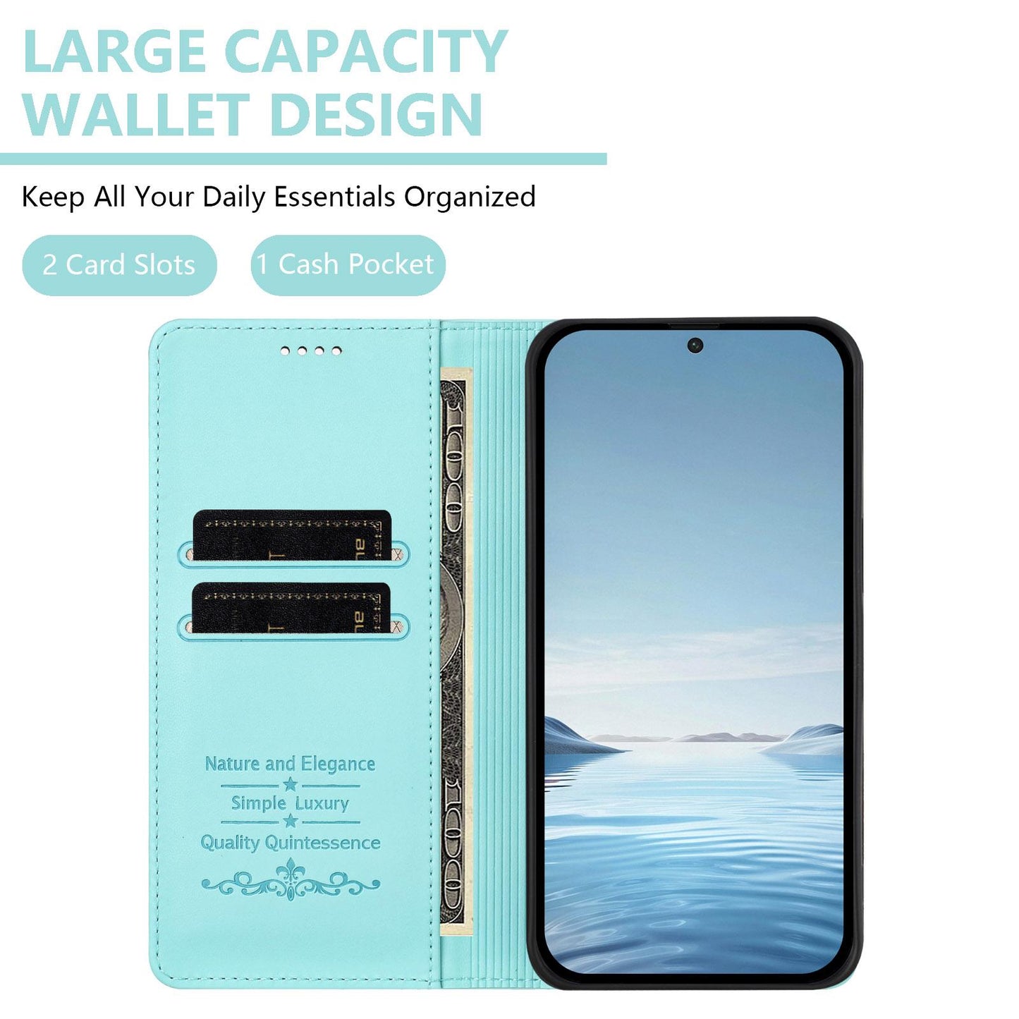 For Redmi K90 Pro Max / Xiaomi Poco F8 Ultra 5G Cute Cats Embossed Magnetic RFID Vegan Leather Phone Case(Mint Green)