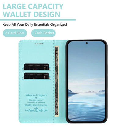 For Redmi K90 Pro Max / Xiaomi Poco F8 Ultra 5G Cute Cats Embossed Magnetic RFID Vegan Leather Phone Case(Mint Green)