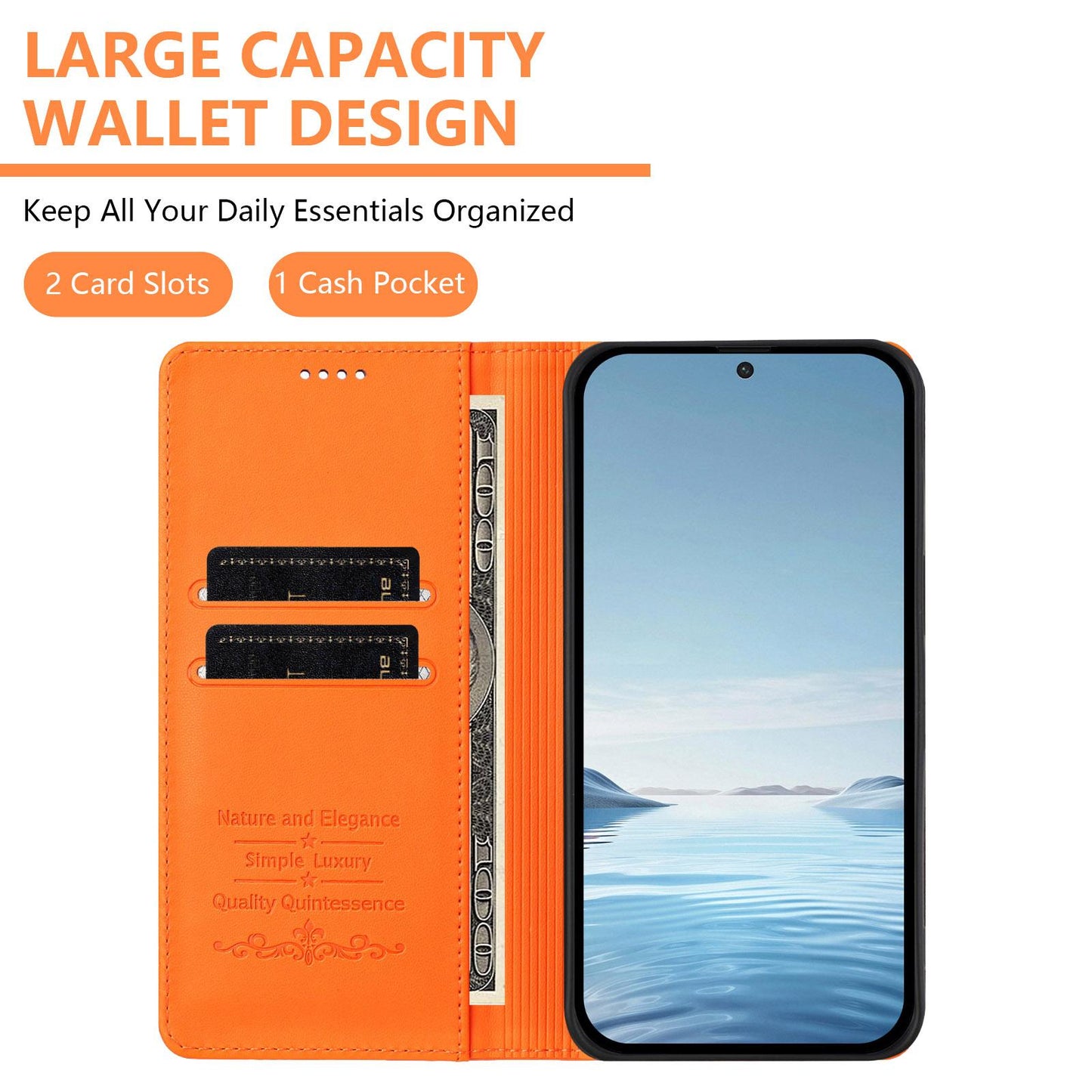 For Redmi K90 Pro Max / Xiaomi Poco F8 Ultra 5G Cute Cats Embossed Magnetic RFID Vegan Leather Phone Case(Orange)