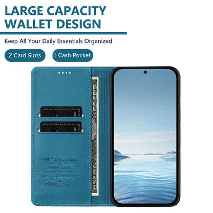 For Redmi K90 Pro Max / Xiaomi Poco F8 Ultra 5G Cute Cats Embossed Magnetic RFID Vegan Leather Phone Case(Lake Blue)