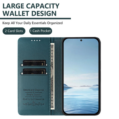 For Redmi K90 Pro Max / Xiaomi Poco F8 Ultra 5G Cute Cats Embossed Magnetic RFID Vegan Leather Phone Case(Peacock Green)
