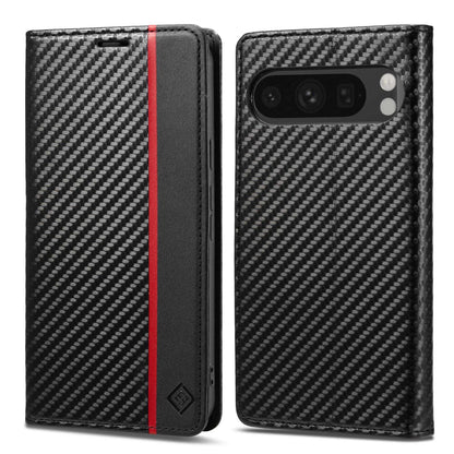 For Google Pixel 11 Pro XL LC.IMEEKE Carbon Fiber Leather Phone Case(Vertical Black)