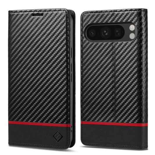 For Google Pixel 11 Pro XL LC.IMEEKE Carbon Fiber Leather Phone Case(Horizontal Black)