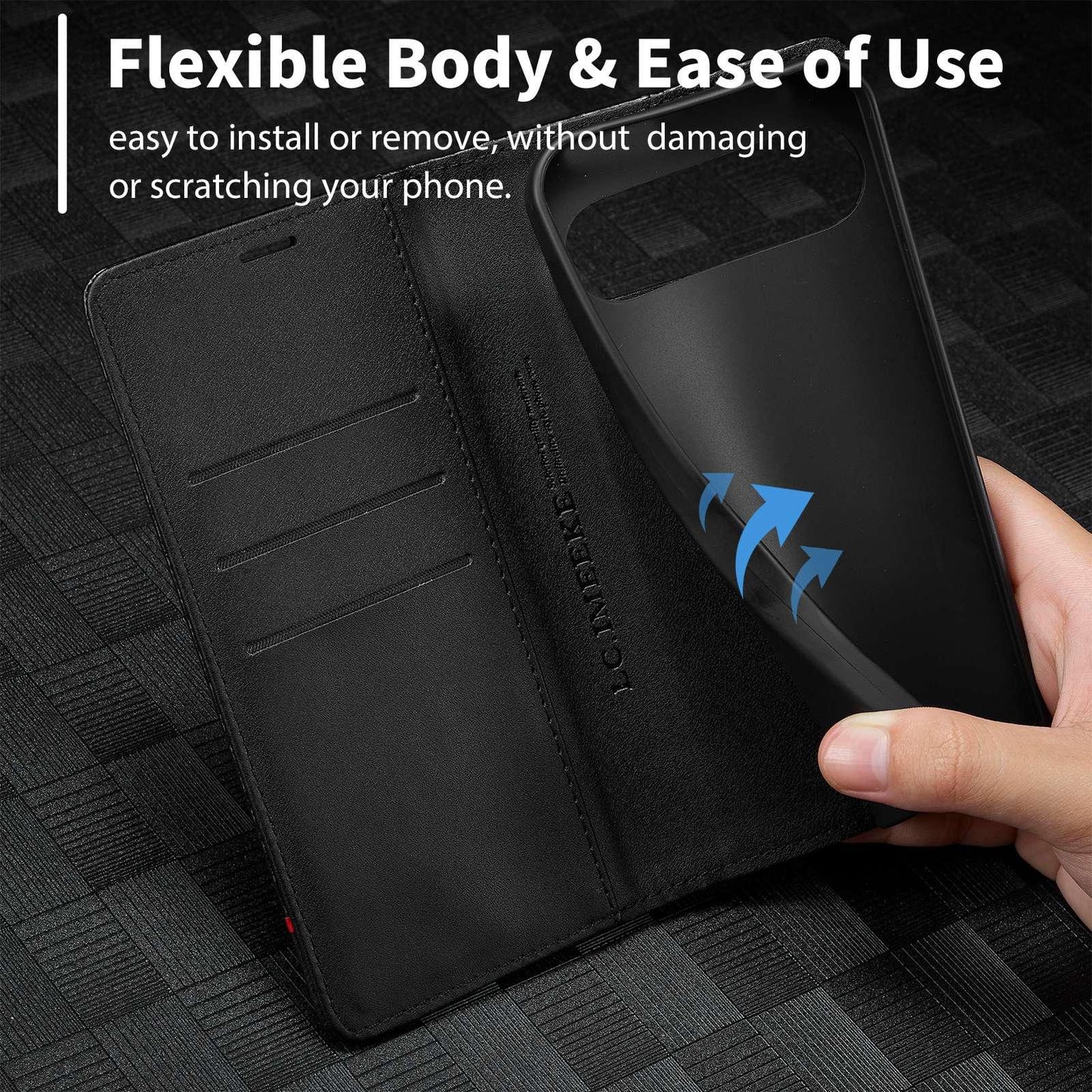 For Google Pixel 11 Pro XL LC.IMEEKE Carbon Fiber Leather Phone Case(Horizontal Black)