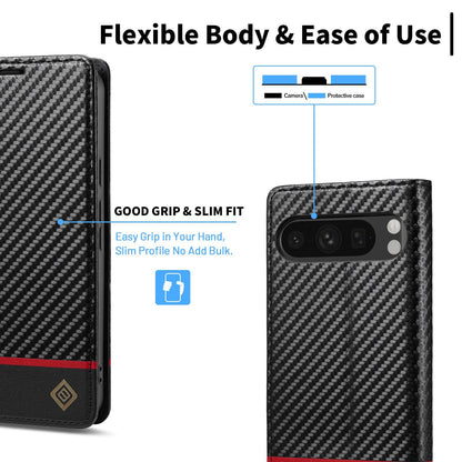 For Google Pixel 11 / 11 Pro LC.IMEEKE Carbon Fiber Leather Phone Case(Horizontal Black)