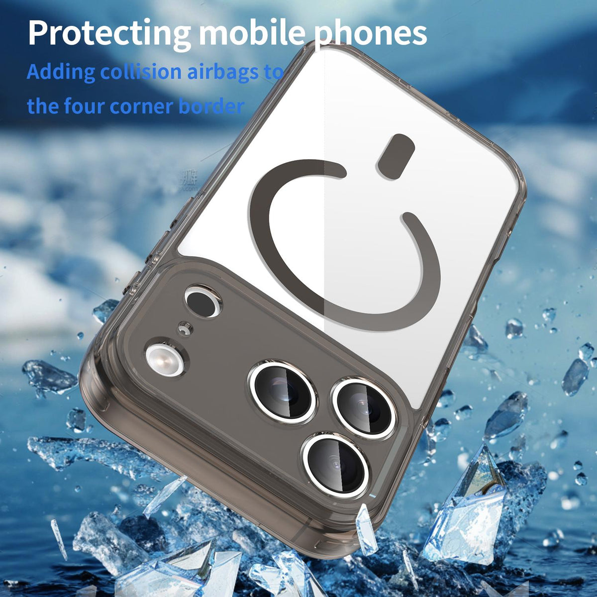 For iPhone 18 Pro PC Hybrid TPU Airbag Shockproof MagSafe Phone Case - Transparent Black - EDA009027715A