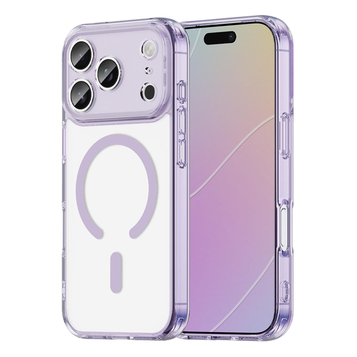 For iPhone 18 Pro PC Hybrid TPU Airbag Shockproof MagSafe Phone Case - Transparent Purple - EDA009027715D