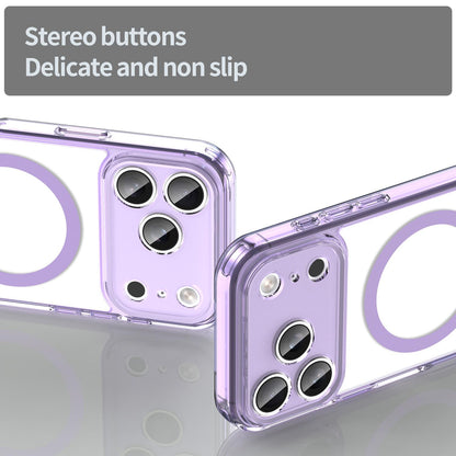 For iPhone 18 Pro PC Hybrid TPU Airbag Shockproof MagSafe Phone Case - Transparent Purple - EDA009027715D