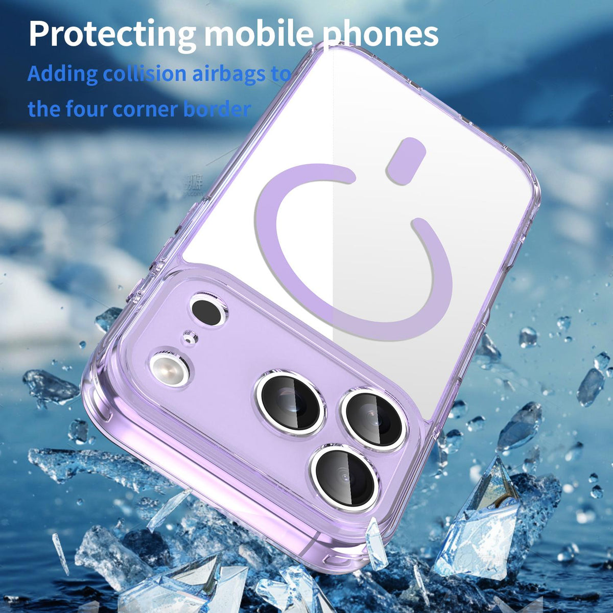 For iPhone 18 Pro PC Hybrid TPU Airbag Shockproof MagSafe Phone Case - Transparent Purple - EDA009027715D