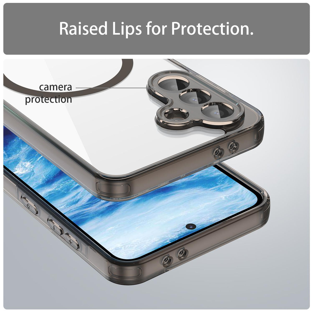 For Galaxy A17 5G / A18 5G / A26 5G PC Hybrid TPU Airbag Shockproof MagSafe Phone Case - Transparent Black - EDA009028408A