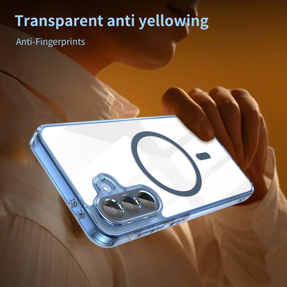 For Galaxy A17 5G / A18 5G / A26 5G PC Hybrid TPU Airbag Shockproof MagSafe Phone Case - Transparent Blue - EDA009028408B