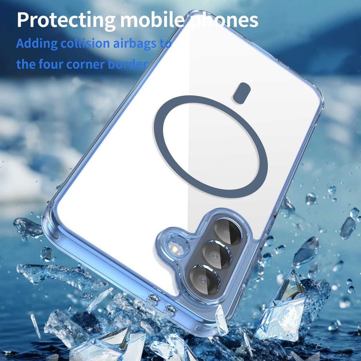 For Galaxy A17 5G / A18 5G / A26 5G PC Hybrid TPU Airbag Shockproof MagSafe Phone Case - Transparent Blue - EDA009028408B