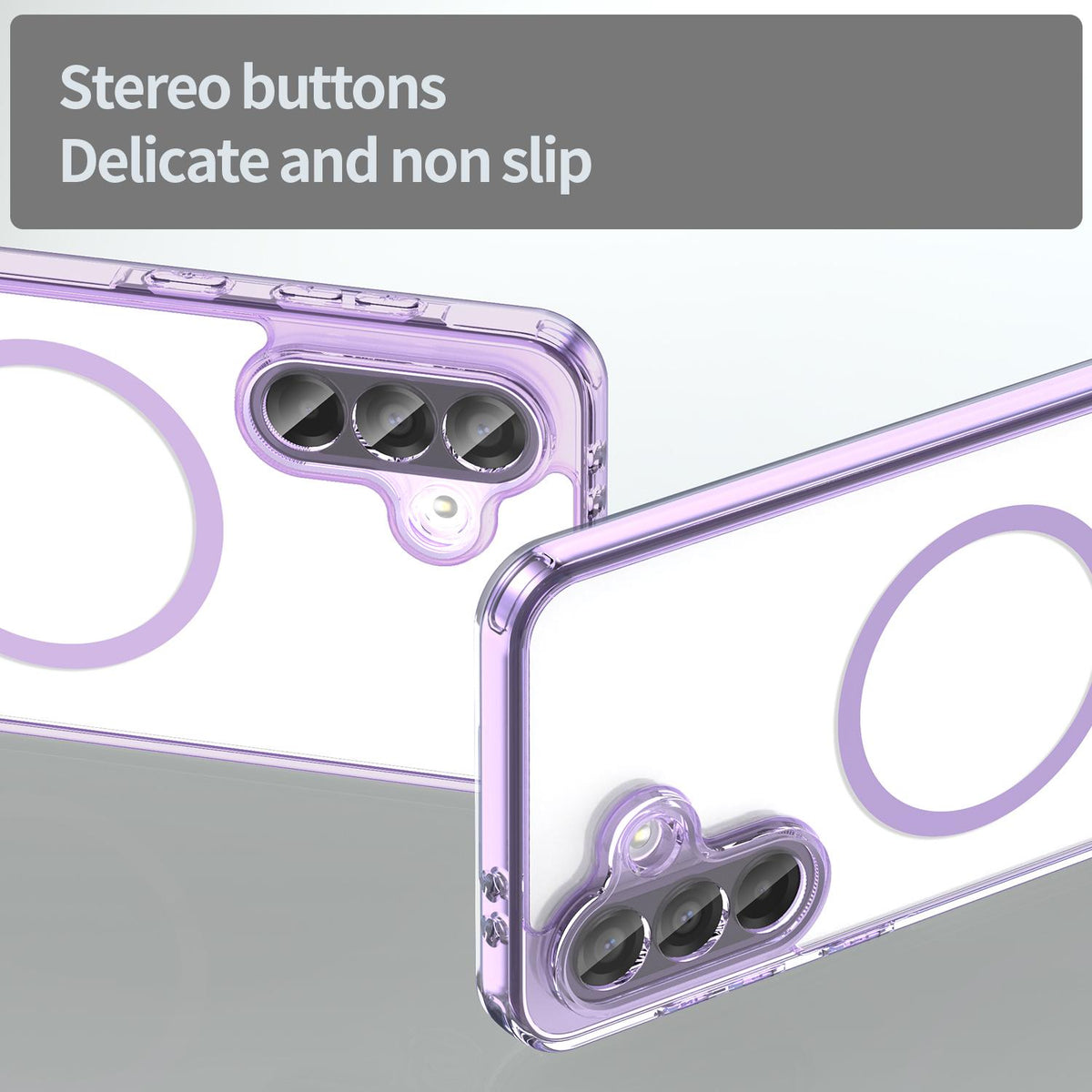 For Galaxy A17 5G / A18 5G / A26 5G PC Hybrid TPU Airbag Shockproof MagSafe Phone Case - Transparent Purple - EDA009028408D