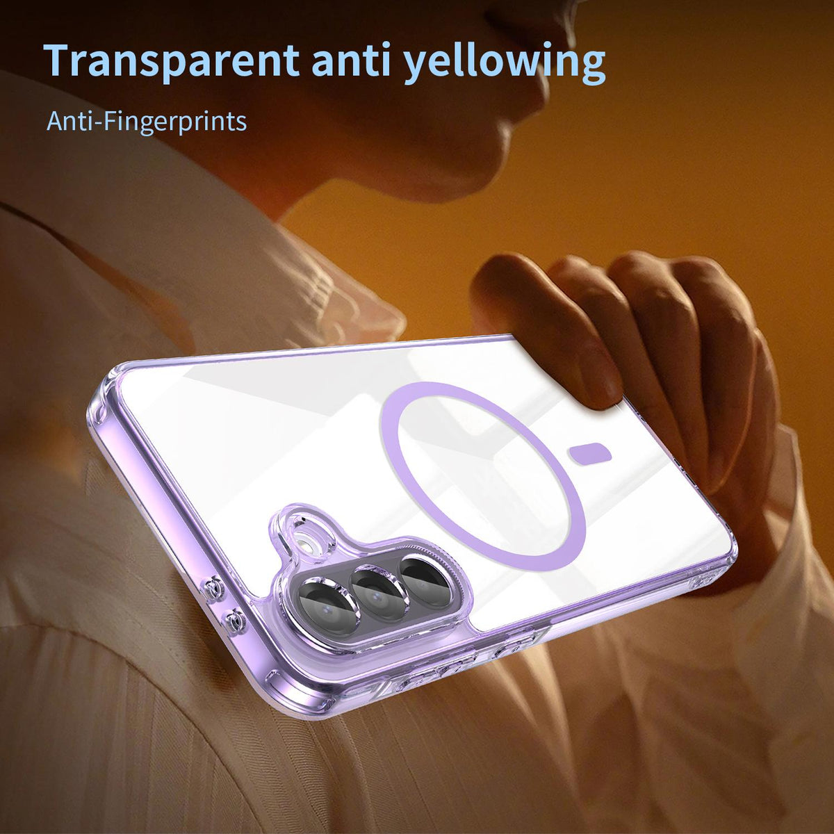 For Galaxy A17 5G / A18 5G / A26 5G PC Hybrid TPU Airbag Shockproof MagSafe Phone Case - Transparent Purple - EDA009028408D