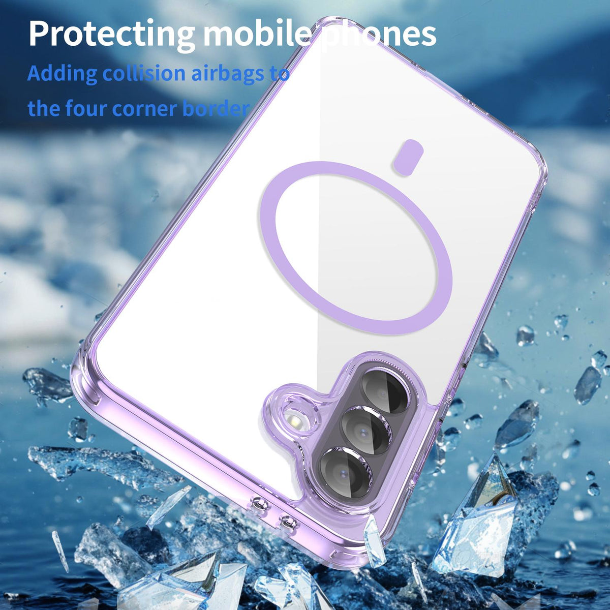 For Galaxy A17 5G / A18 5G / A26 5G PC Hybrid TPU Airbag Shockproof MagSafe Phone Case - Transparent Purple - EDA009028408D