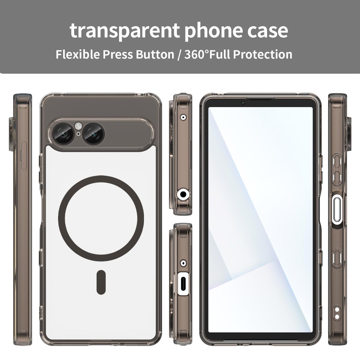 For Sony Xperia 10 VIII PC Hybrid TPU Airbag Shockproof MagSafe Phone Case(Transparent Black)