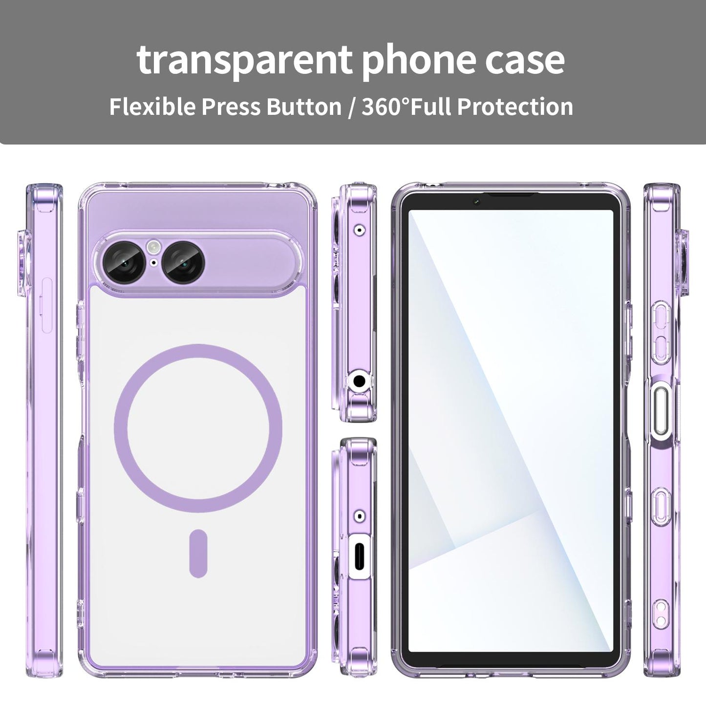 For Sony Xperia 10 VIII PC Hybrid TPU Airbag Shockproof MagSafe Phone Case(Transparent Purple)