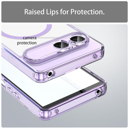 For Sony Xperia 10 VIII PC Hybrid TPU Airbag Shockproof MagSafe Phone Case(Transparent Purple)