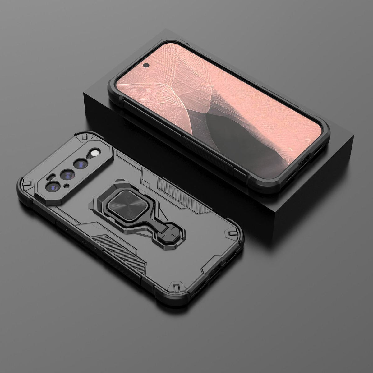For Google Pixel 11 Pro XL 5G Global Metal Kickstand TPU Hybrid PC Phone Case - Black - EDA009049302A