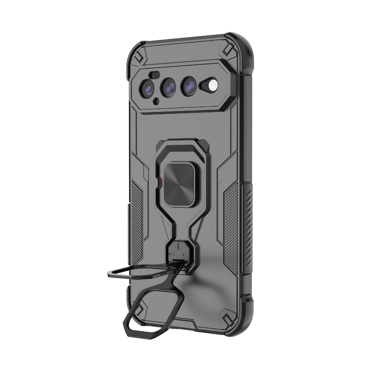 For Google Pixel 11 Pro XL 5G Global Metal Kickstand TPU Hybrid PC Phone Case - Black - EDA009049302A