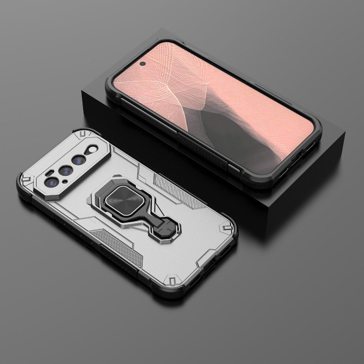 For Google Pixel 11 Pro XL 5G Global Metal Kickstand TPU Hybrid PC Phone Case - Grey - EDA009049302B