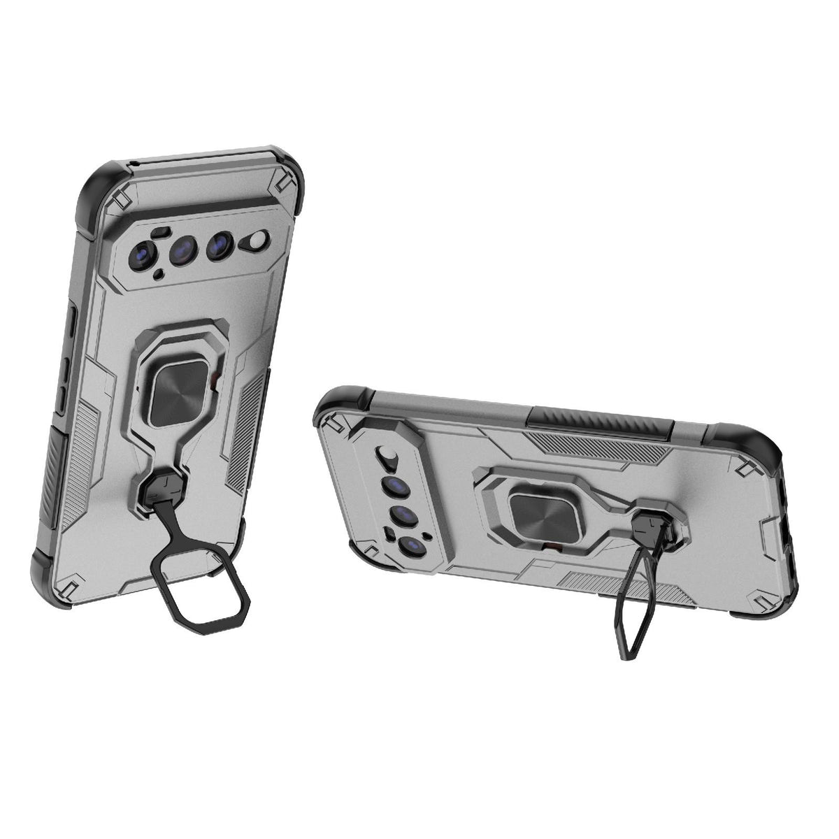 For Google Pixel 11 Pro XL 5G Global Metal Kickstand TPU Hybrid PC Phone Case - Grey - EDA009049302B