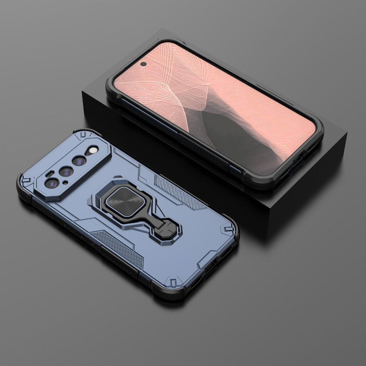For Google Pixel 11 Pro XL 5G Global Metal Kickstand TPU Hybrid PC Phone Case - Blue - EDA009049302C