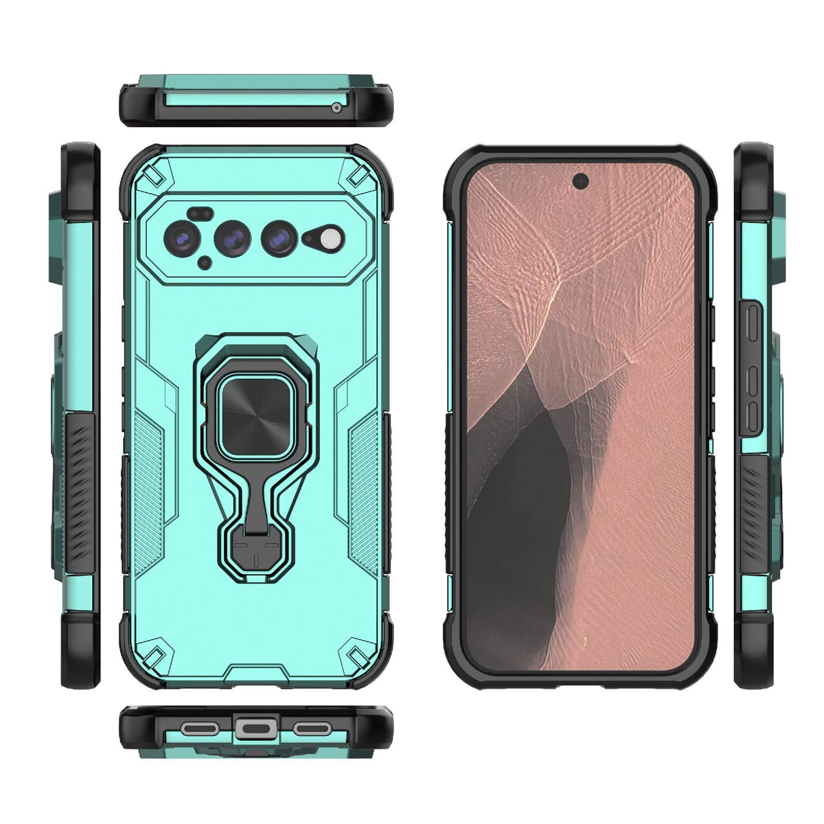 For Google Pixel 11 Pro XL 5G Global Metal Kickstand TPU Hybrid PC Phone Case - Green - EDA009049302D