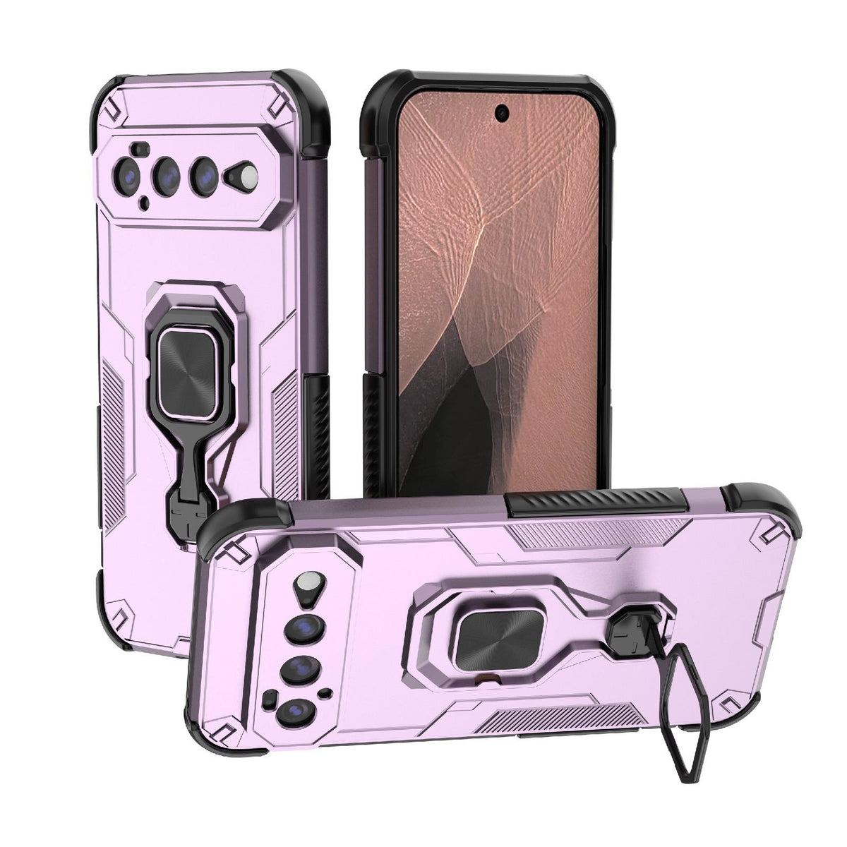 For Google Pixel 11 Pro XL 5G Global Metal Kickstand TPU Hybrid PC Phone Case - Purple - EDA009049302E
