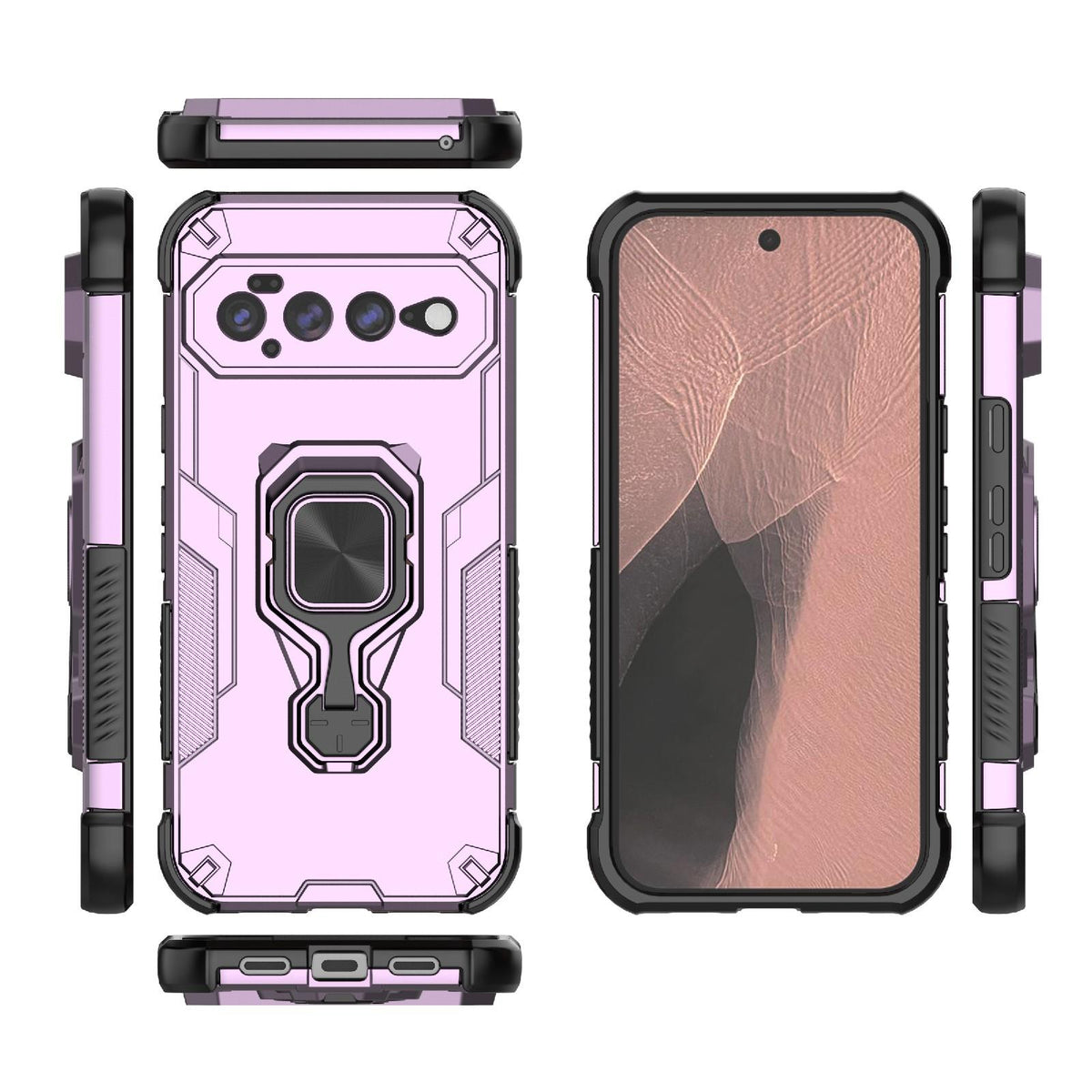 For Google Pixel 11 Pro XL 5G Global Metal Kickstand TPU Hybrid PC Phone Case - Purple - EDA009049302E