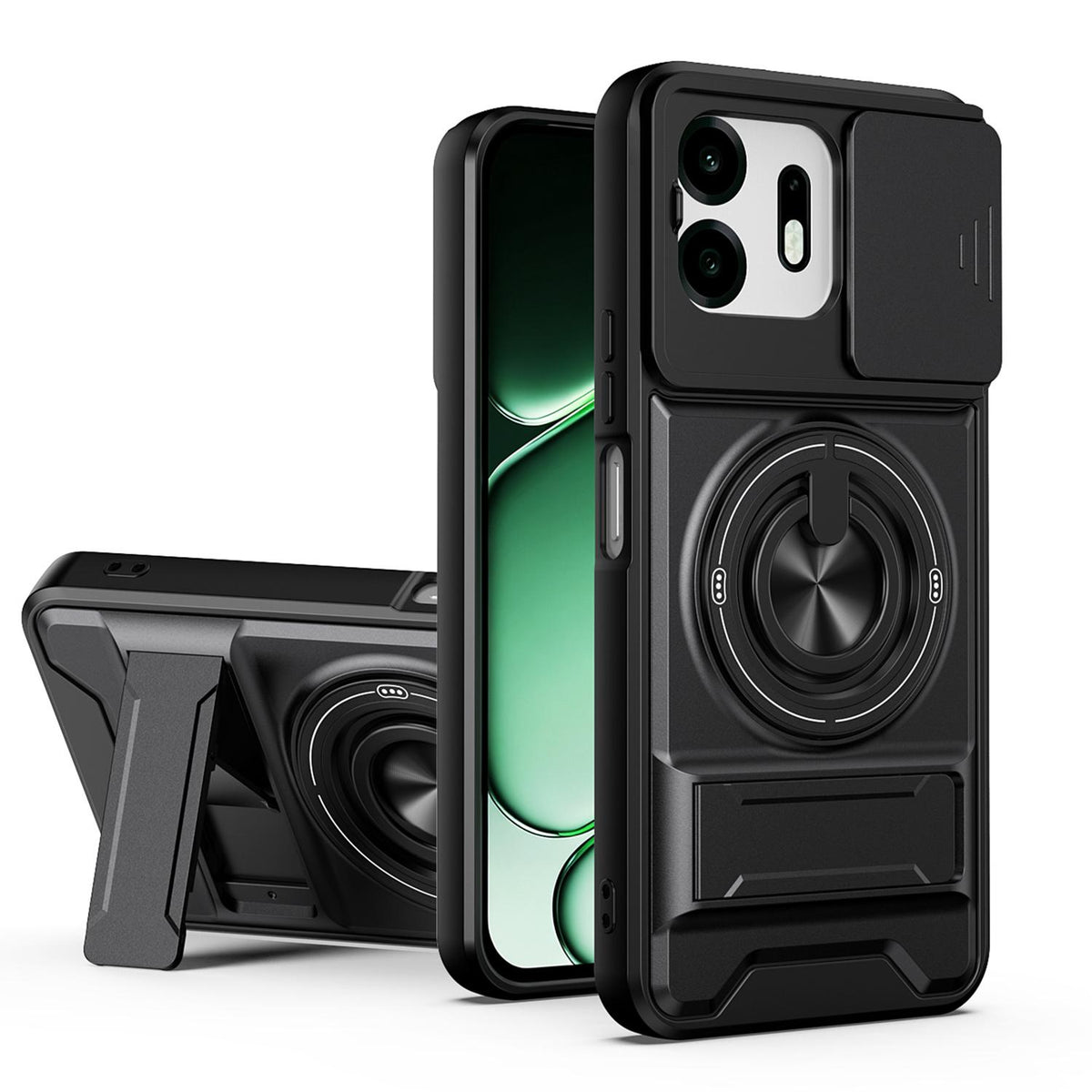 For OnePlus N6 4G Lens Sliding Window Multifunctional Magnetic Shockproof Phone Case - Black - EDA009050808B